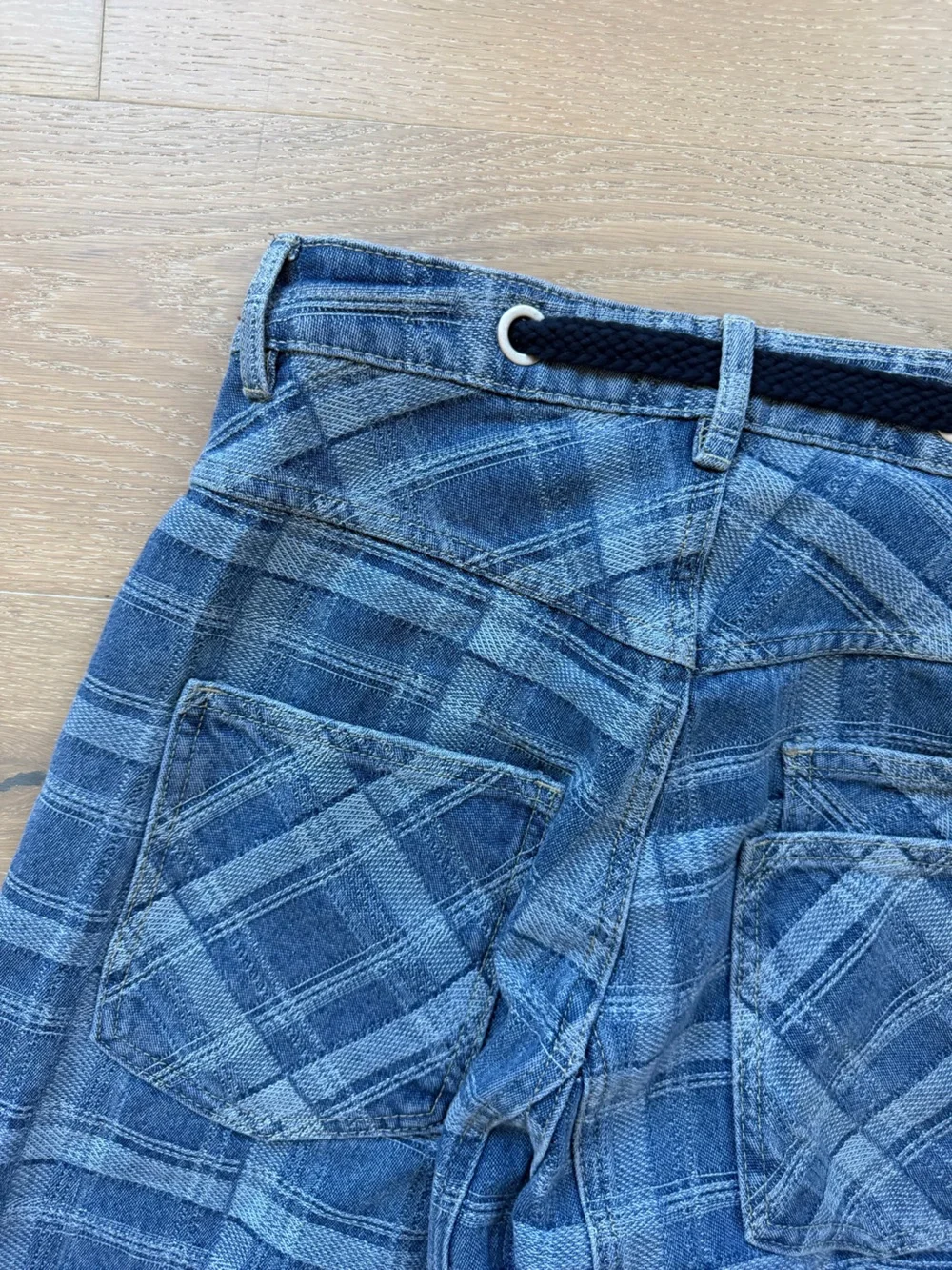 bohme Blue Plaid Barrel Jeans - Picture 7 of 8